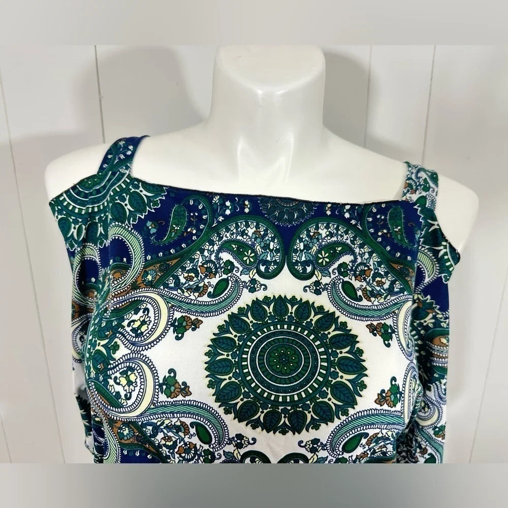 NEW Jon & Anna Top Sz L Blue Cold Shoulder Short Sleeve Casual Elastic Waist
